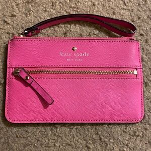 Kate Spade Pink Wristlet with Gold Accents